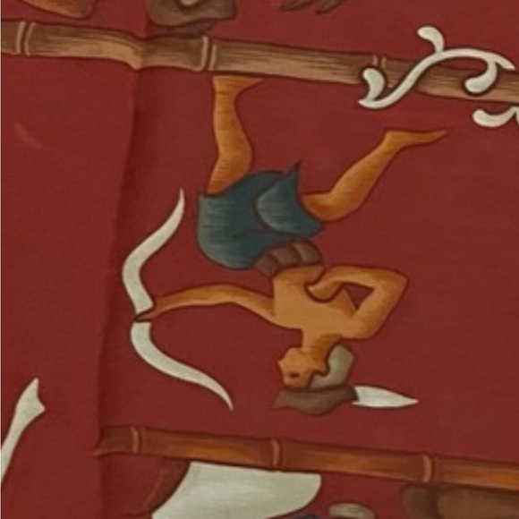 Salvatore Ferragamo silk sheer scarf 34x34-orange and reds - Picture 6 of 10